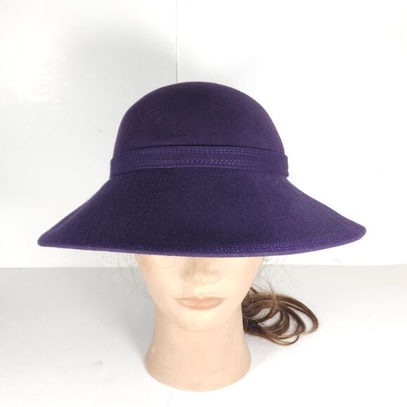 Adolfo II Women's Vtg Esccello Purple 100% Wool Felted OS Fedora Hat - Picture 3 of 13